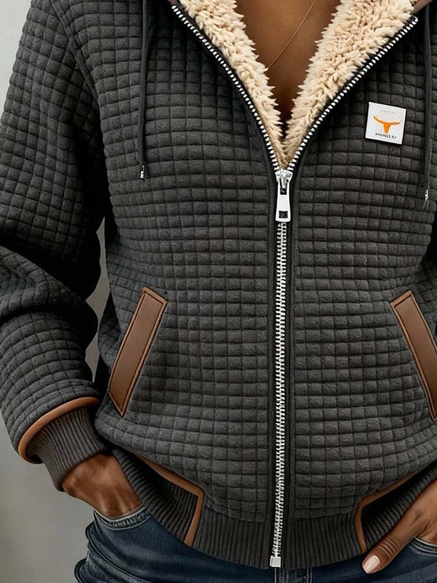 Sandra | Chaqueta con capucha, cremallera y forro de sherpa acolchado